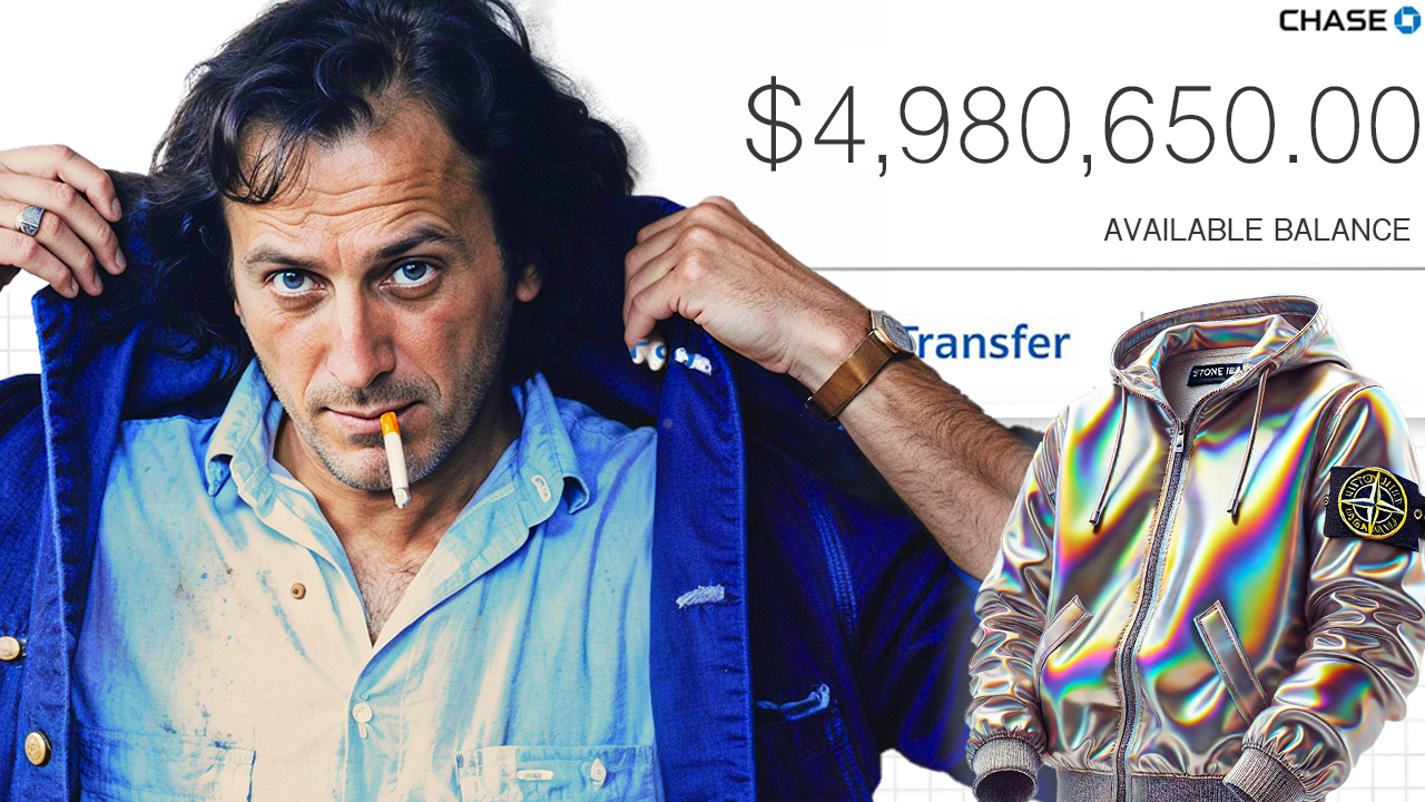 Image of Stone Island owner with one of his products that edges his community